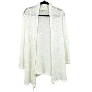 Pria Open Knit Waterfall Cardigan Sweater Women's XL Ivory Draped